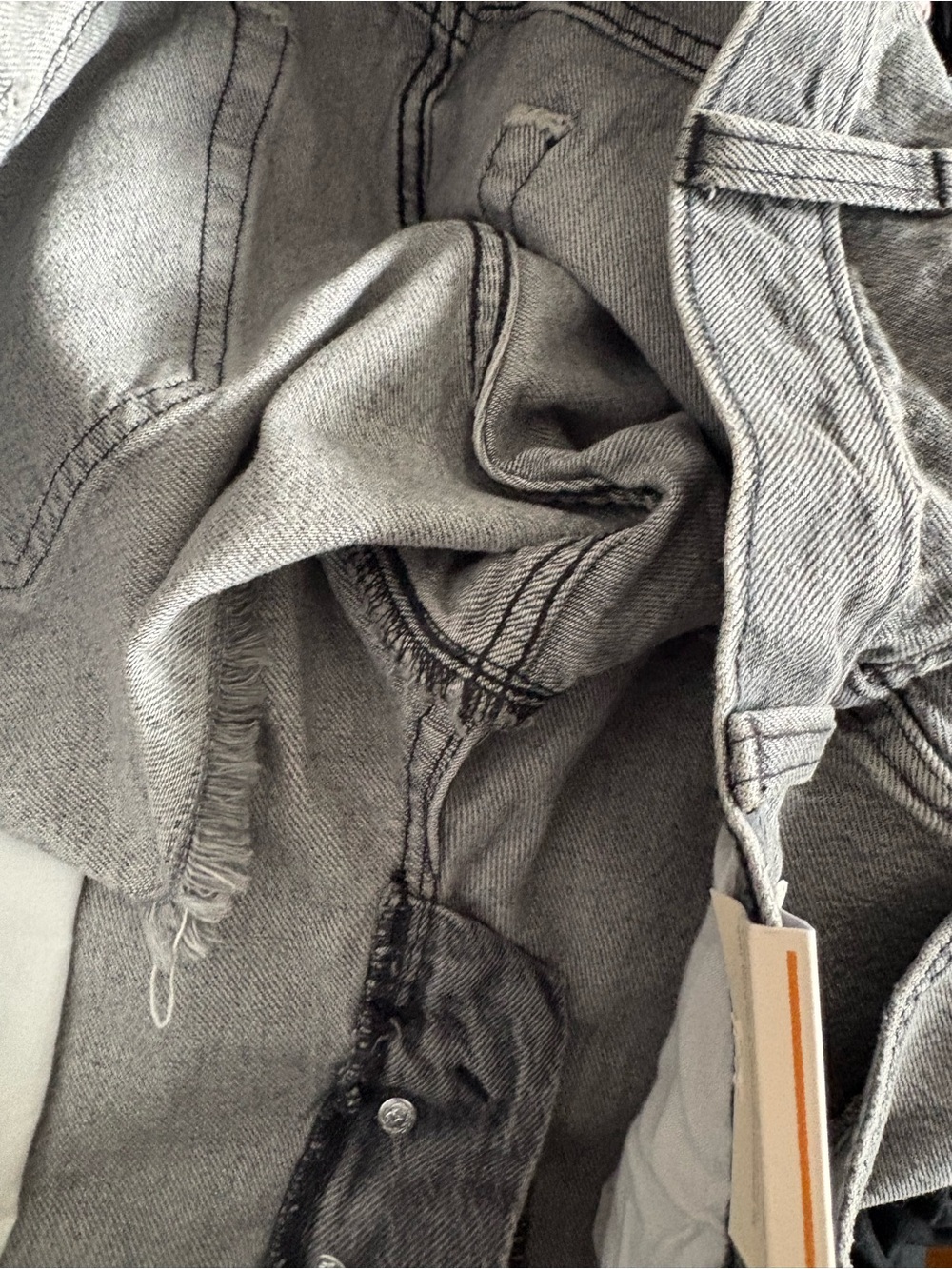 Universal Thread Distressed High-Rise Denim Shorts — Gray 14 - Picture 6 of 10
